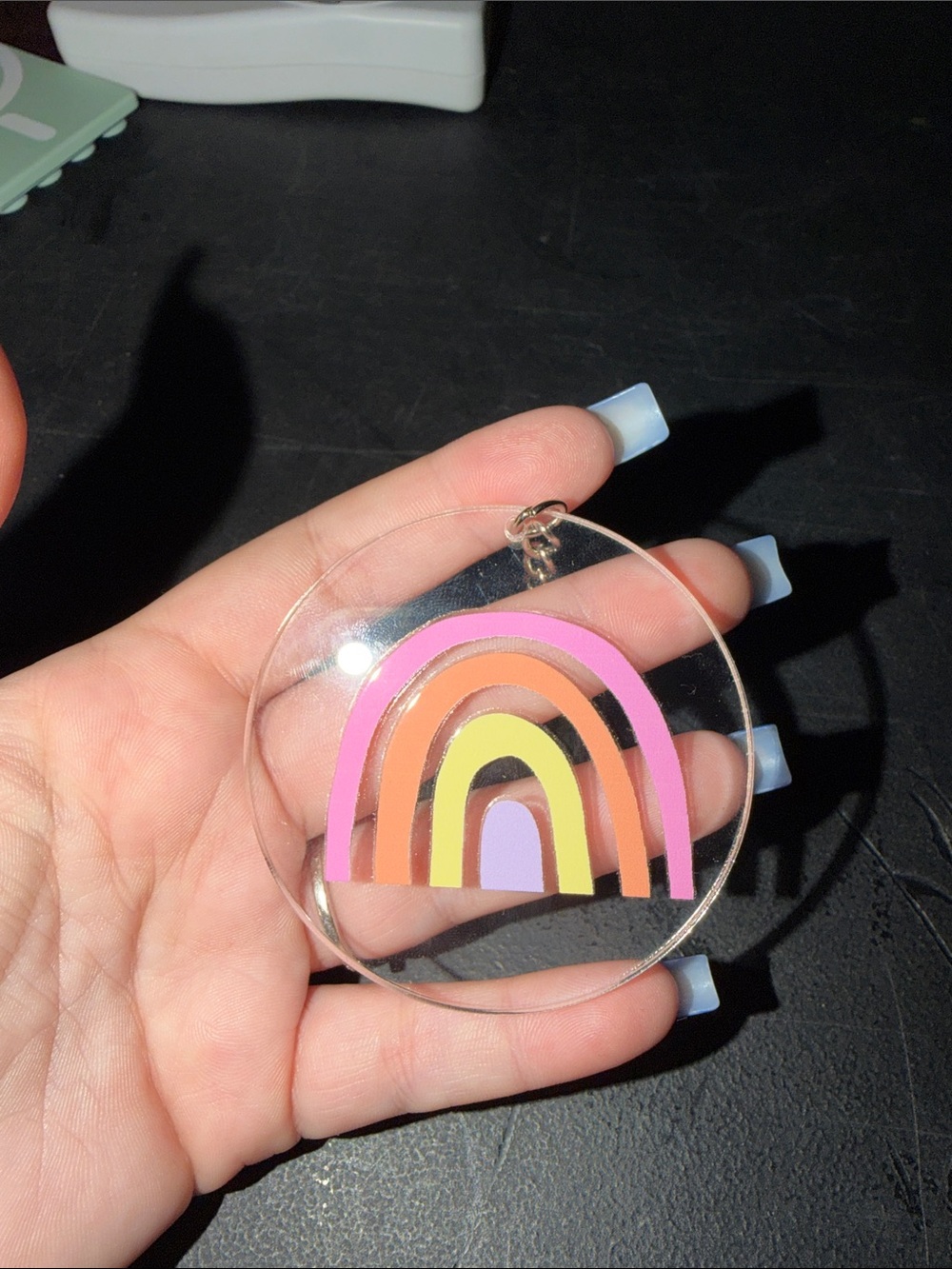 Hand Crafted Rainbow Keychain in Pink, Orange, Yellow & Lavender